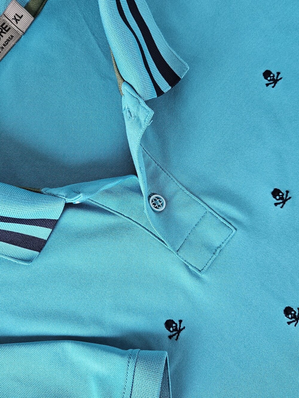G/FORE Polo Shirt Mens XL *Fits As Large Blue Skull Crossbones Golf Embroidered